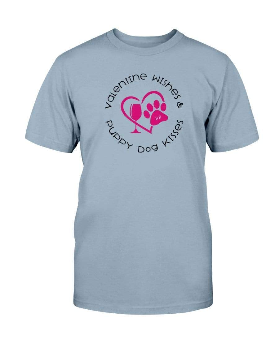Shirts Stone Blue / S Winey Bitches Co "Valentine Wishes And Puppy Dog Kisses" (Heart) Ultra Cotton T-Shirt WineyBitchesCo