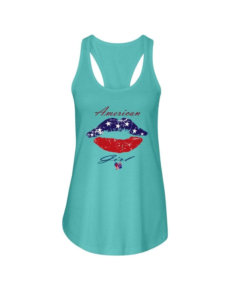 Shirts Tahiti Blue / XS Winey Bitches Co "American Girl" Ladies Racerback Tank WineyBitchesCo