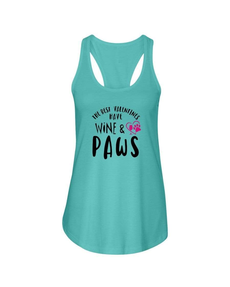 Shirts Tahiti Blue / XS Winey Bitches Co"The Best Valentines Have Wine And Paws" Ladies Racerback Tank Top* WineyBitchesCo