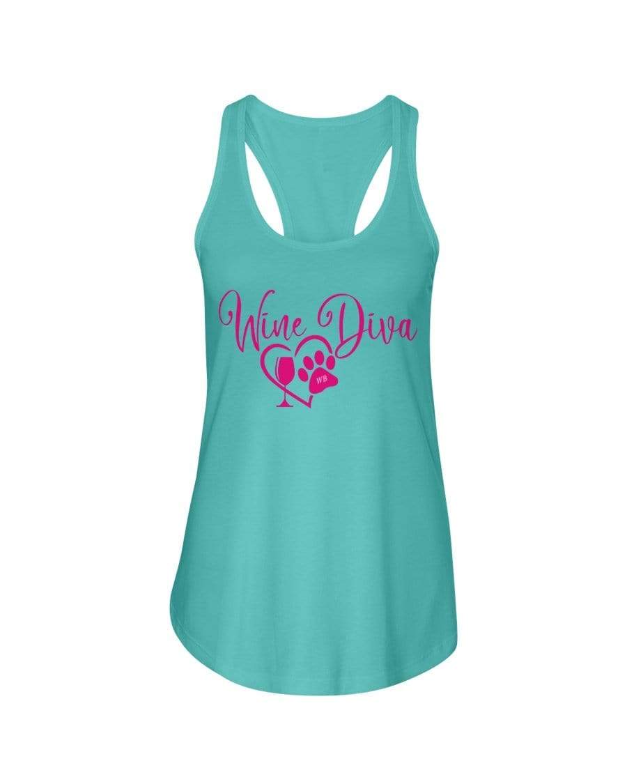 Shirts Tahiti Blue / XS Winey Bitches Co "Wine Diva 2" Ladies Racerback Tank WineyBitchesCo