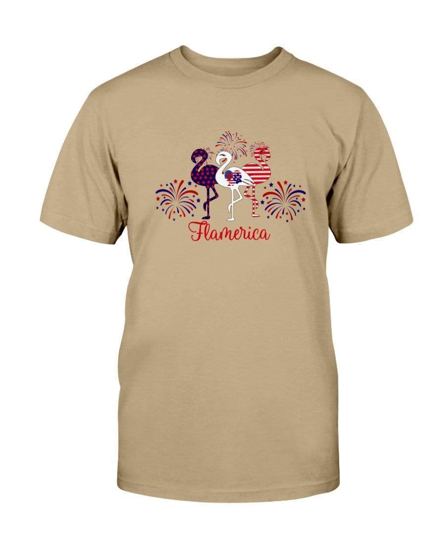 Shirts Tan / S Winey Bitches Co " Flamerica" Patriotic Flamingo Ultra Cotton T-Shirt WineyBitchesCo