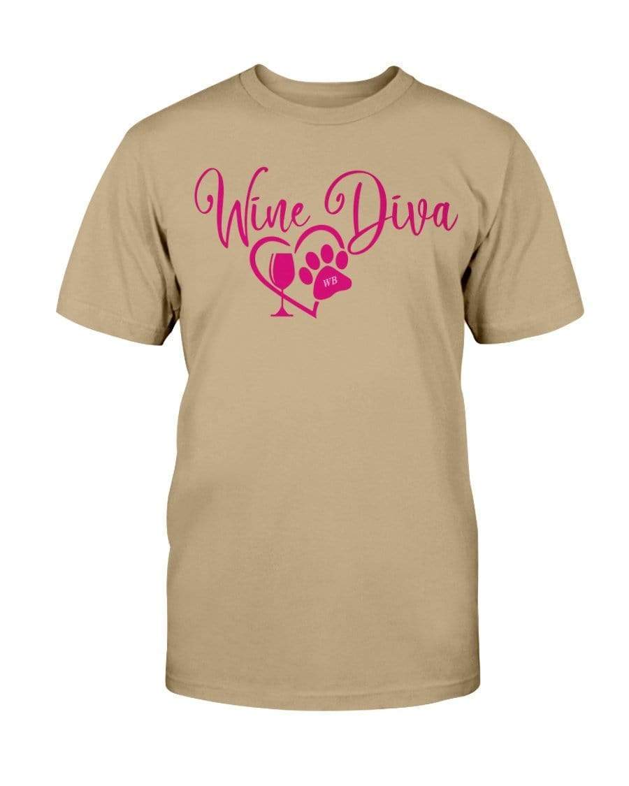 Shirts Tan / S Winey Bitches Co New "Wine Diva 2" Ultra Cotton T-Shirt- Pink Ltrs WineyBitchesCo