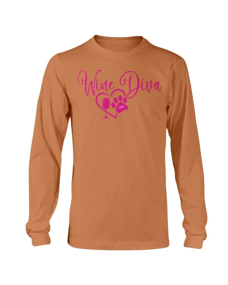 Shirts Texas Orange / S Winey Bitches Co "Wine Diva 2" Long Sleeve T-Shirt WineyBitchesCo