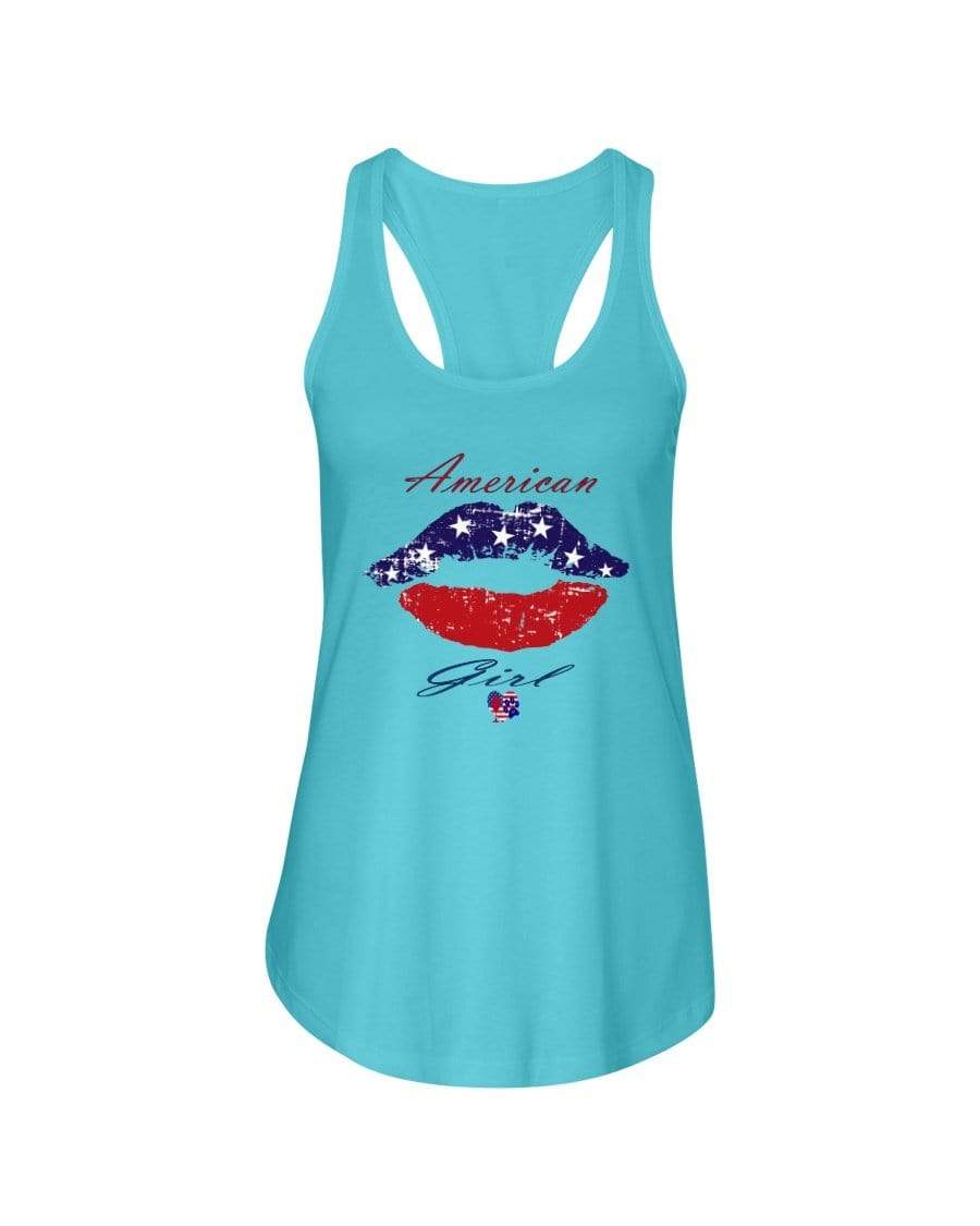 Shirts Turquoise / XS Winey Bitches Co "American Girl" Ladies Racerback Tank WineyBitchesCo