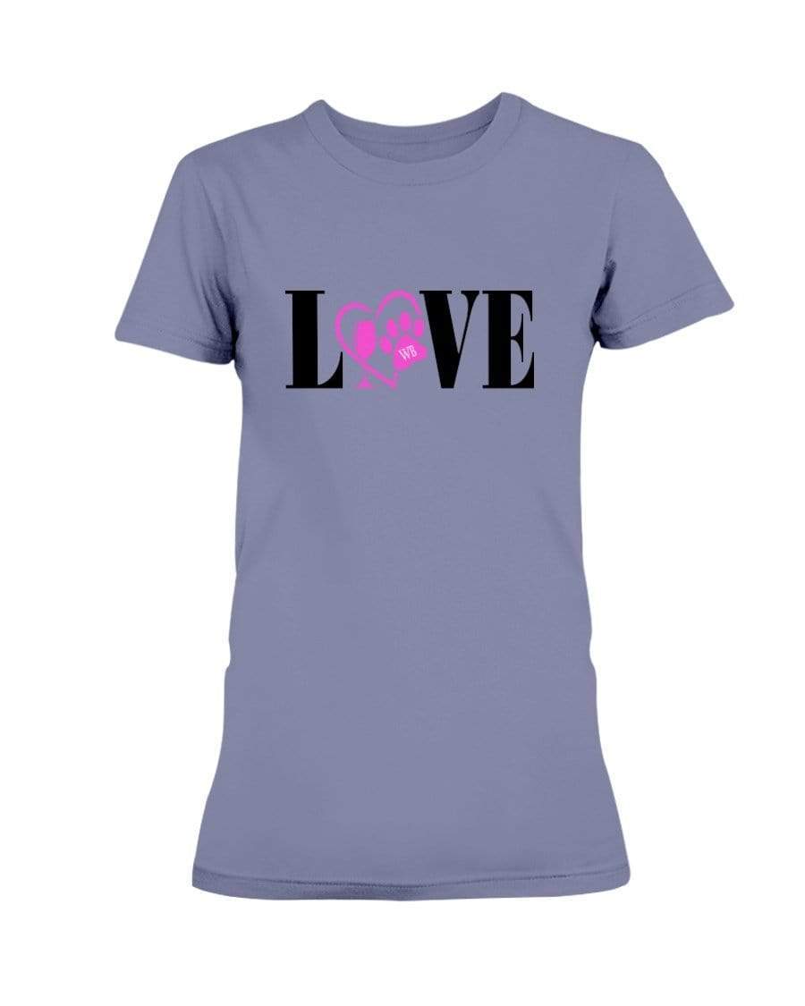 Shirts Violet / S Winey Bitches Co "Love" Blk Letters Ladies Missy T-Shirt WineyBitchesCo
