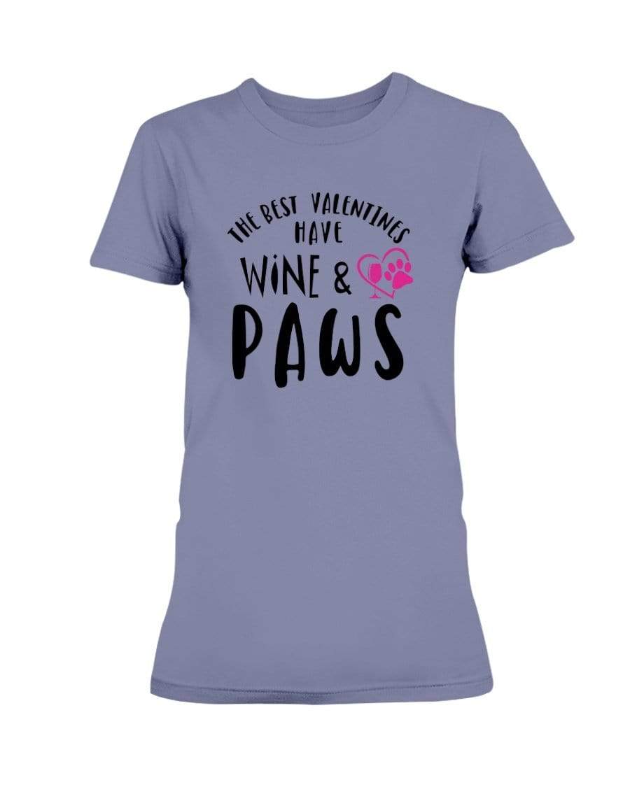 Shirts Violet / S Winey Bitches Co "The Best Valentines Have Wine And Paws" Ladies Missy T-Shirt WineyBitchesCo