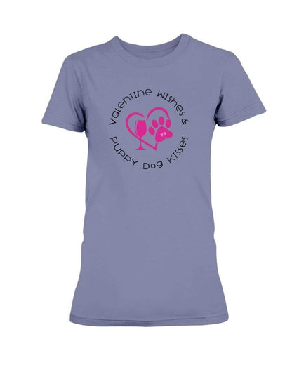 Shirts Violet / S Winey Bitches Co "Valentine Wishes And Puppy Dog Kisses" (Heart) Ladies Missy T-Shirt WineyBitchesCo