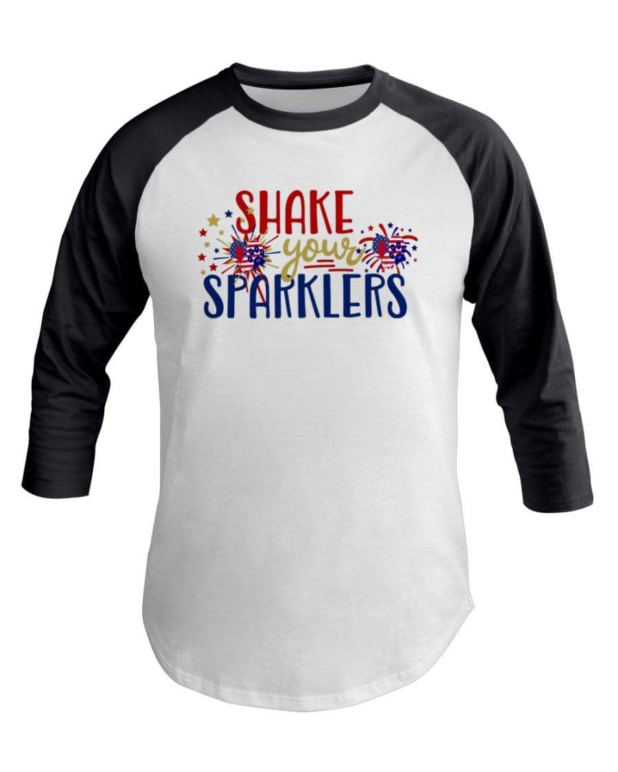 Shirts White/Asphalt / XS Winey Bitches Co "Shake your Sparklers" 3/4 Sleeve Raglan Shirt WineyBitchesCo