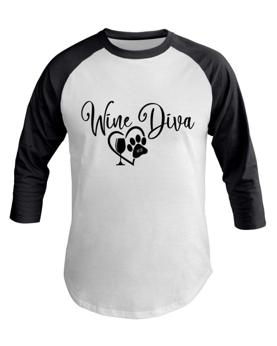 Shirts White/Asphalt / XS Winey Bitches Co "Wine Diva 2" 3/4 Sleeve Raglan Shirt WineyBitchesCo