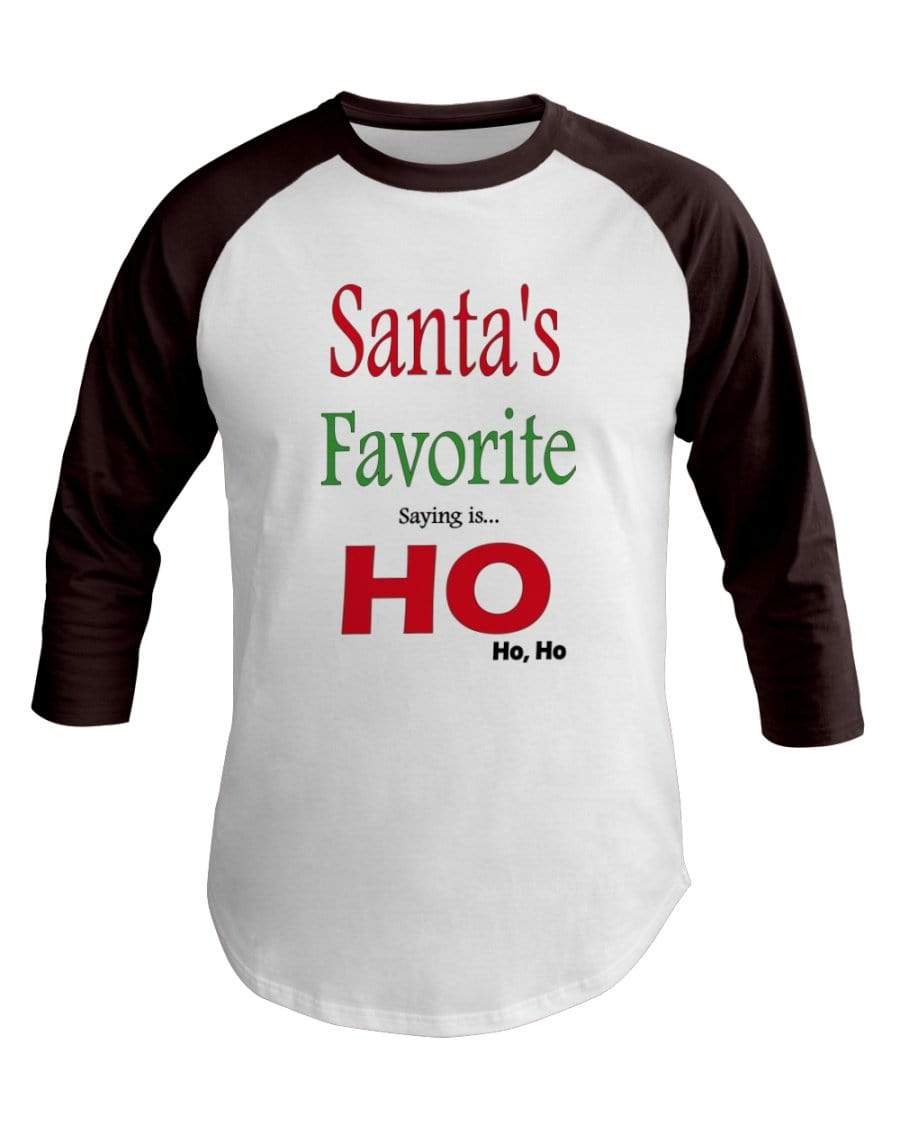 Shirts White/Brown / XS Winey Bitches Co "Santa's Favorite Saying" 3/4 Sleeve Raglan Shirt WineyBitchesCo