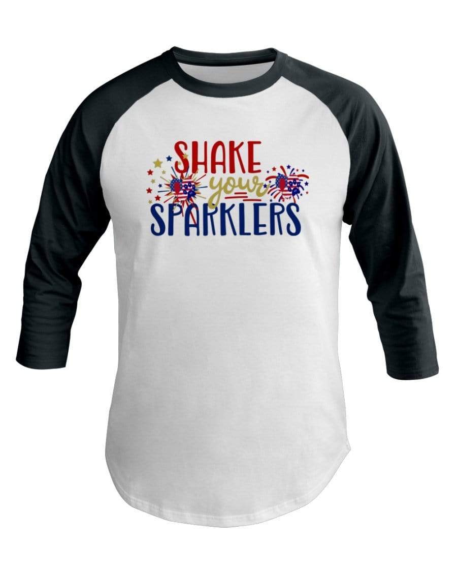 Shirts White/Forest / XS Winey Bitches Co "Shake your Sparklers" 3/4 Sleeve Raglan Shirt WineyBitchesCo