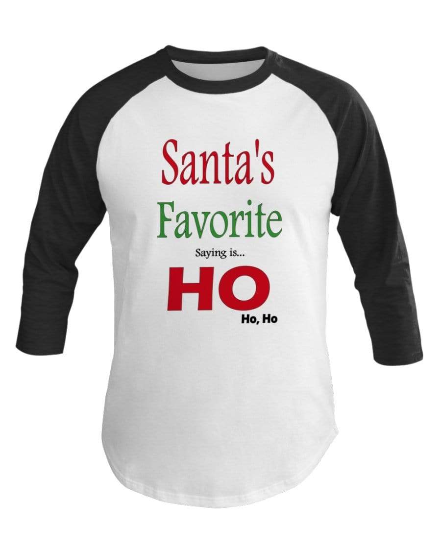 Shirts White/Hth Black / XS Winey Bitches Co "Santa's Favorite Saying" 3/4 Sleeve Raglan Shirt WineyBitchesCo