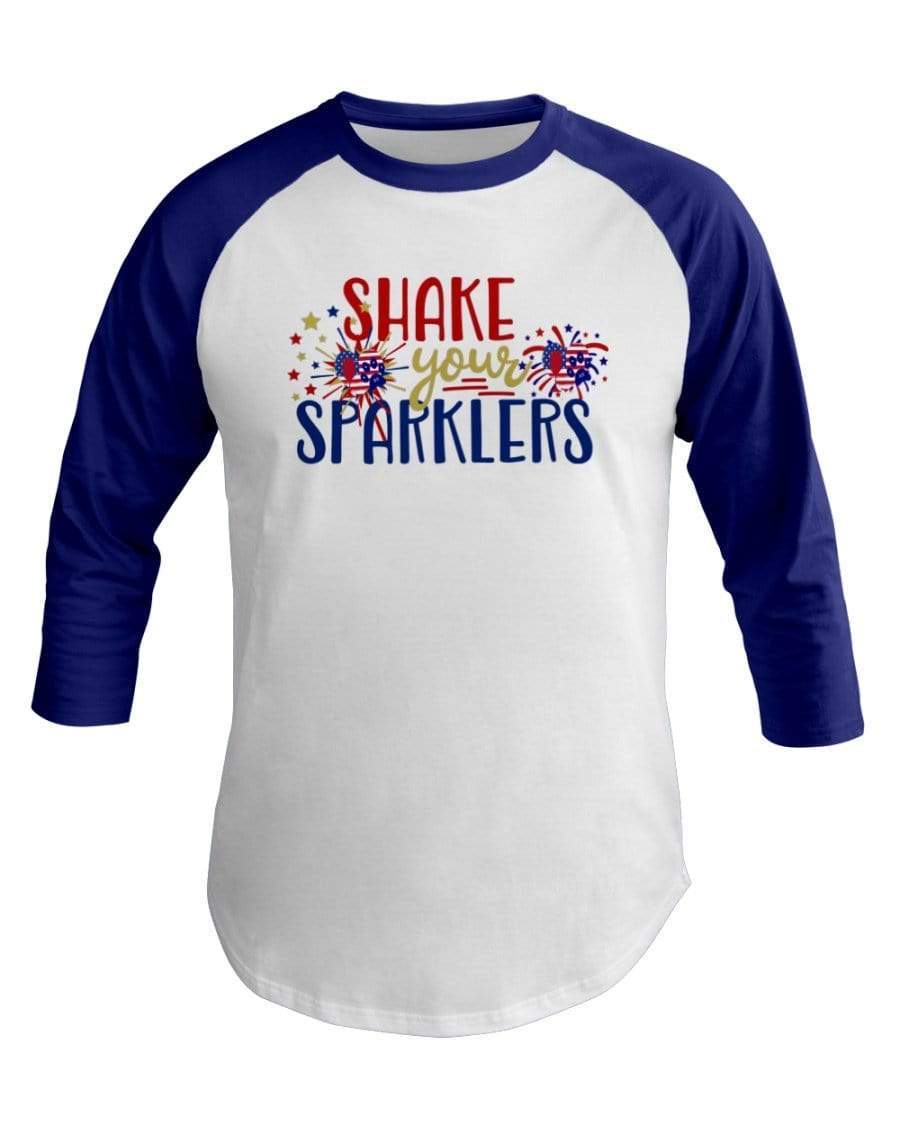 Shirts White/Lapis / XS Winey Bitches Co "Shake your Sparklers" 3/4 Sleeve Raglan Shirt WineyBitchesCo