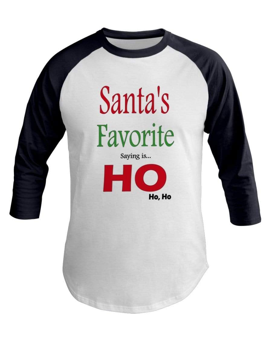 Shirts White/Navy / XS Winey Bitches Co "Santa's Favorite Saying" 3/4 Sleeve Raglan Shirt WineyBitchesCo