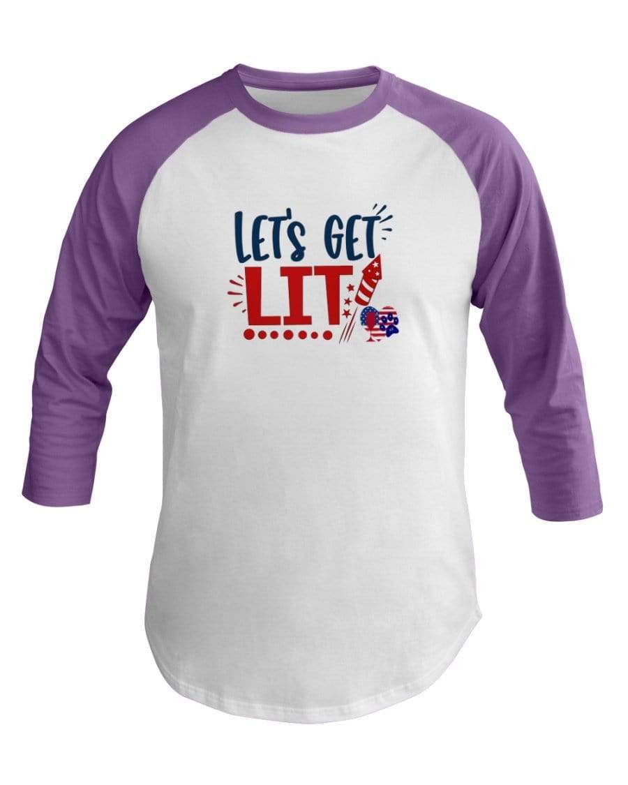Shirts White/Orchid / XS Winey Bitches Co "Let Get Lit" Co 3/4 Sleeve Raglan Shirt WineyBitchesCo