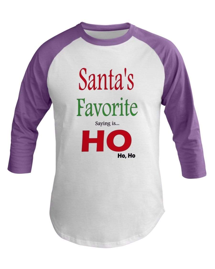 Shirts White/Orchid / XS Winey Bitches Co "Santa's Favorite Saying" 3/4 Sleeve Raglan Shirt WineyBitchesCo
