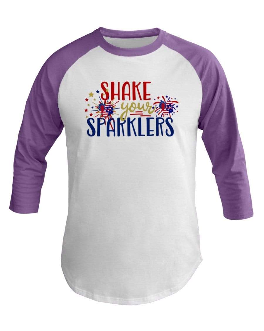 Shirts White/Orchid / XS Winey Bitches Co "Shake your Sparklers" 3/4 Sleeve Raglan Shirt WineyBitchesCo