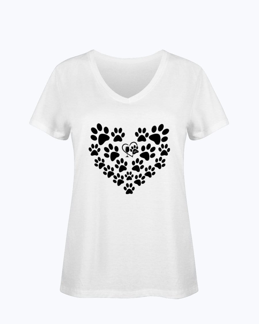 Shirts White / S Winey Bitches Co Heart Paws (Black) Ladies HD V Neck Tee WineyBitchesCo