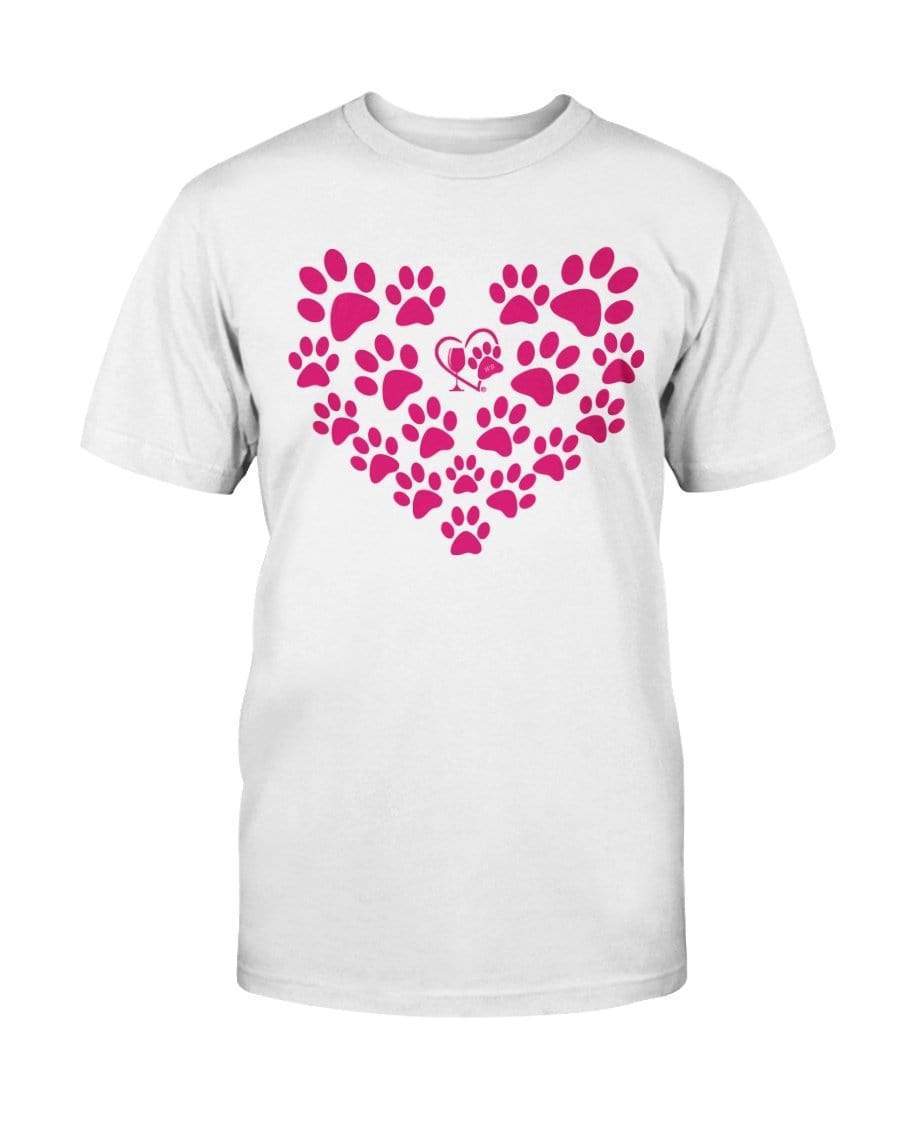Shirts White / S Winey Bitches Co Heart Paws (Pink) Ultra Cotton T-Shirt WineyBitchesCo