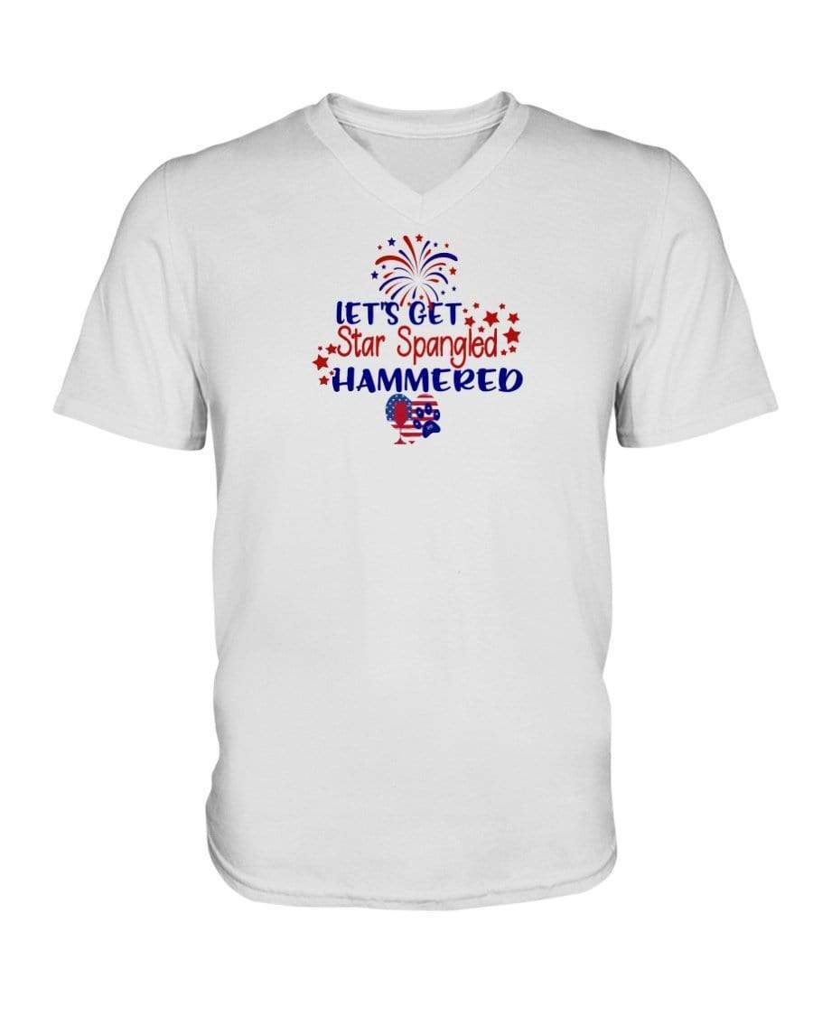 Shirts White / S Winey Bitches Co "Let's Get Star Spangled Hammered" Ladies HD V Neck T WineyBitchesCo