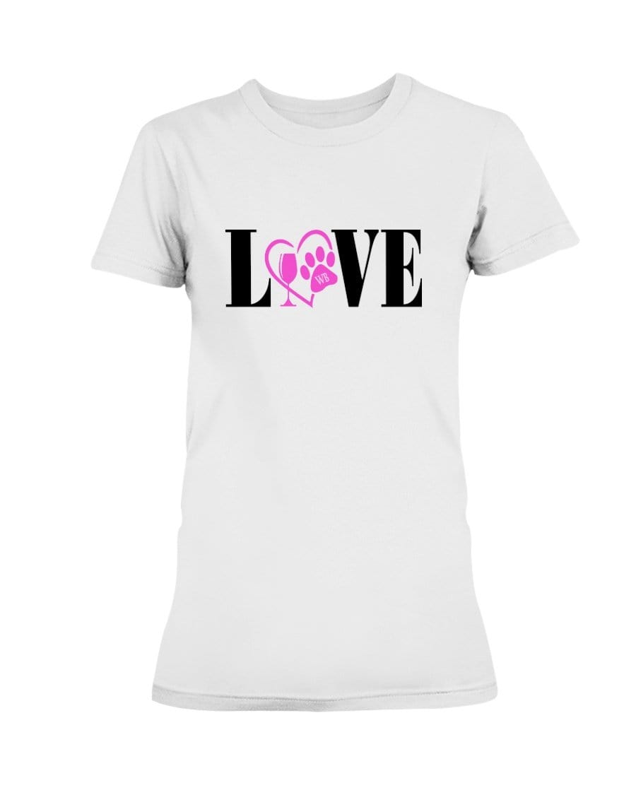Shirts White / S Winey Bitches Co "Love" Blk Letters Ladies Missy T-Shirt WineyBitchesCo