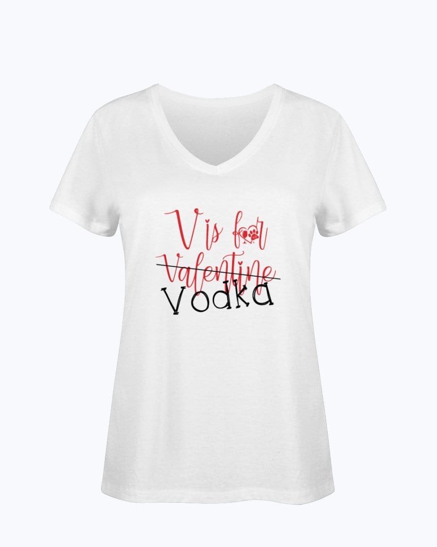 Shirts White / S Winey Bitches Co "V is for Vodka" Ladies HD V Neck T WineyBitchesCo