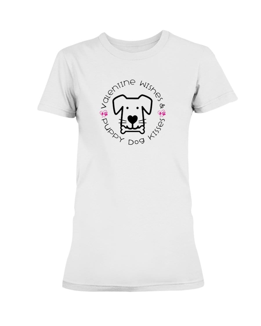 Shirts White / S Winey Bitches Co "Valentine Wishes And Puppy Dog Kisses" (Dog) Ladies Missy T-Shirt WineyBitchesCo
