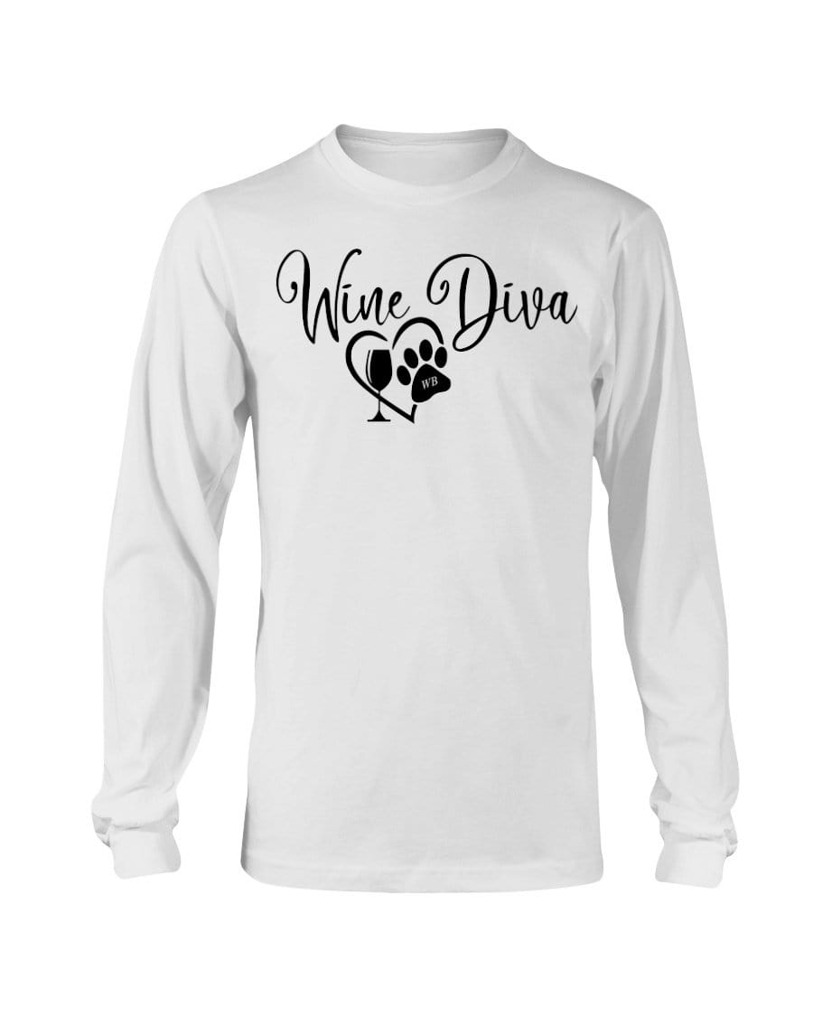 Shirts White / S Winey Bitches Co "Wine Diva 2" Long Sleeve T-Shirt WineyBitchesCo