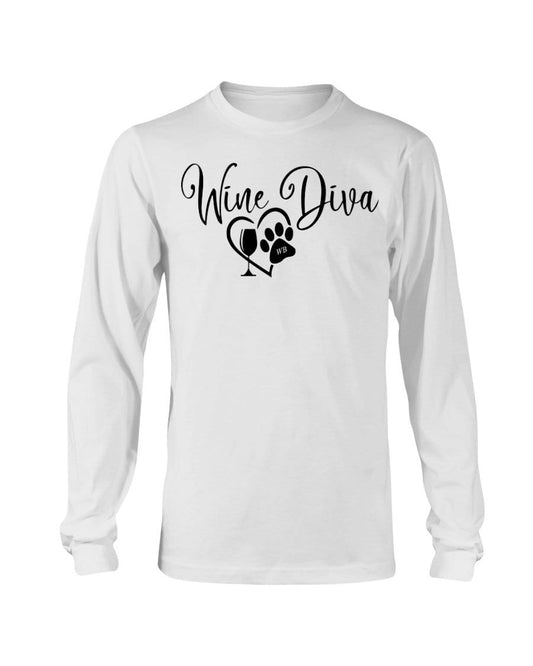 Shirts White / S Winey Bitches Co "Wine Diva 2" Long Sleeve T-Shirt WineyBitchesCo