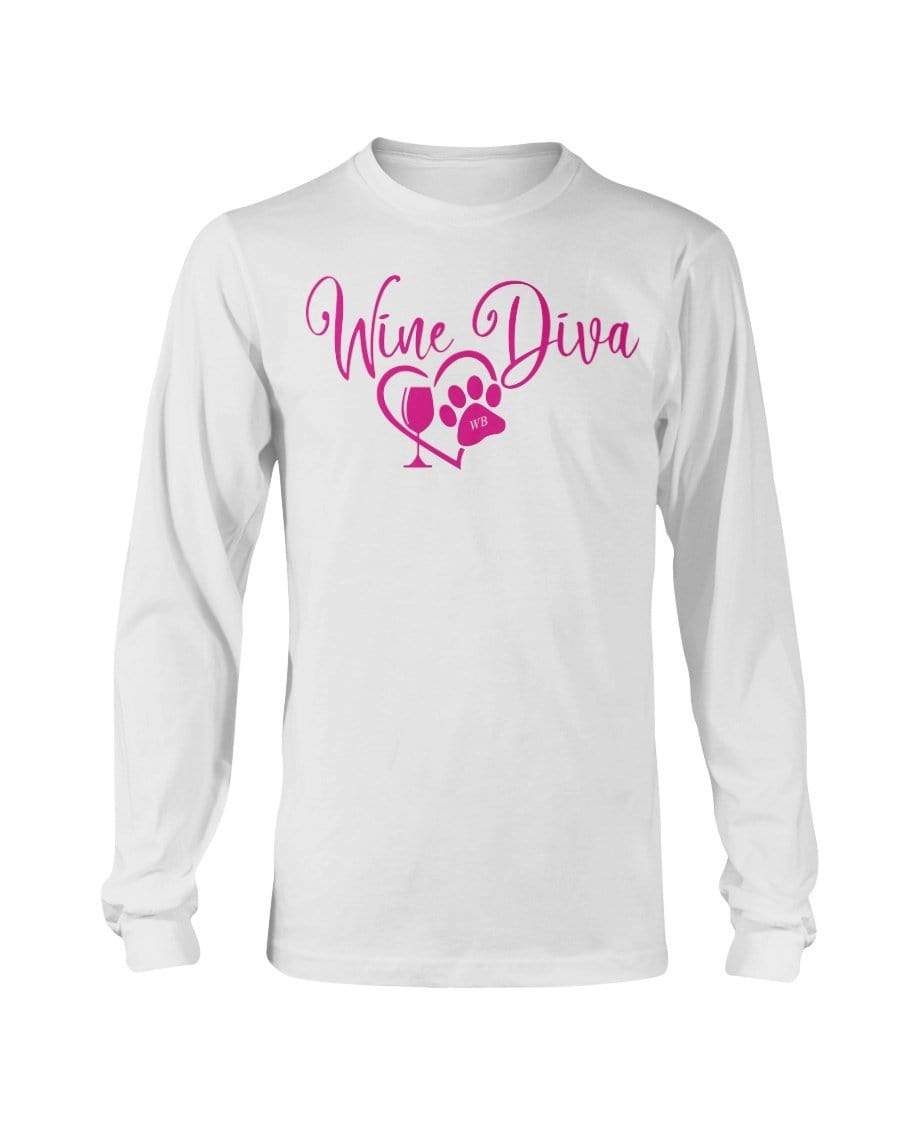 Shirts White / S Winey Bitches Co "Wine Diva 2" Long Sleeve T-Shirt WineyBitchesCo