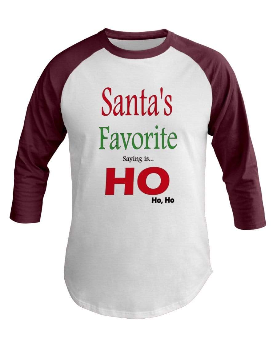 Shirts White/Truffle / XS Winey Bitches Co "Santa's Favorite Saying" 3/4 Sleeve Raglan Shirt WineyBitchesCo