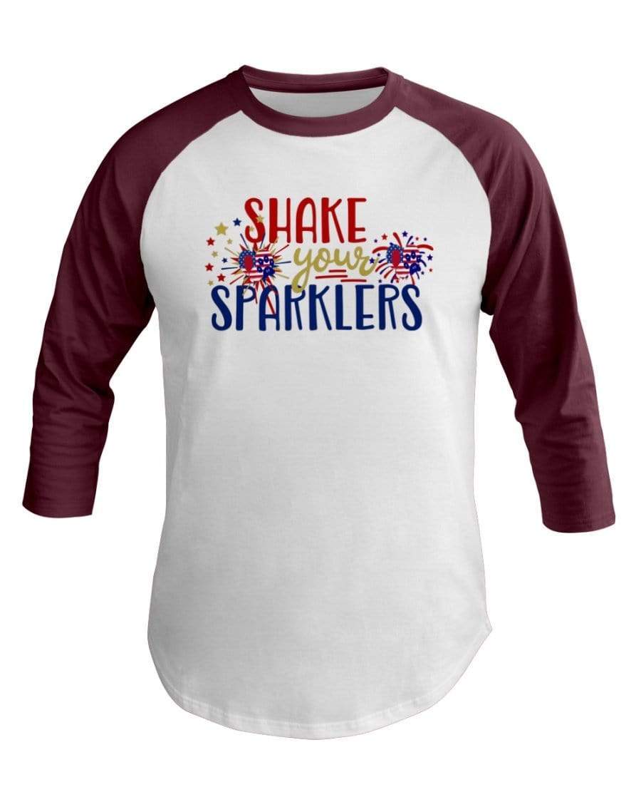 Shirts White/Truffle / XS Winey Bitches Co "Shake your Sparklers" 3/4 Sleeve Raglan Shirt WineyBitchesCo