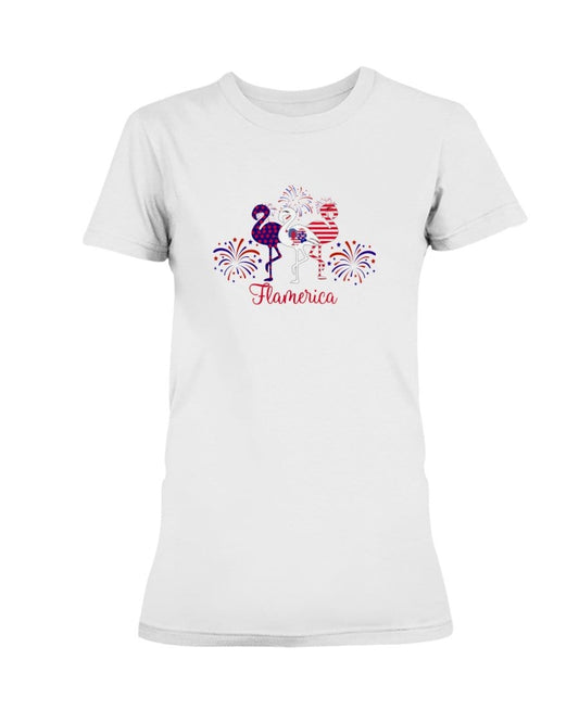 Shirts White / XS Winey Bitches Co "Flamerica" Patriotic Flamingo Ultra Ladies T-Shirt WineyBitchesCo