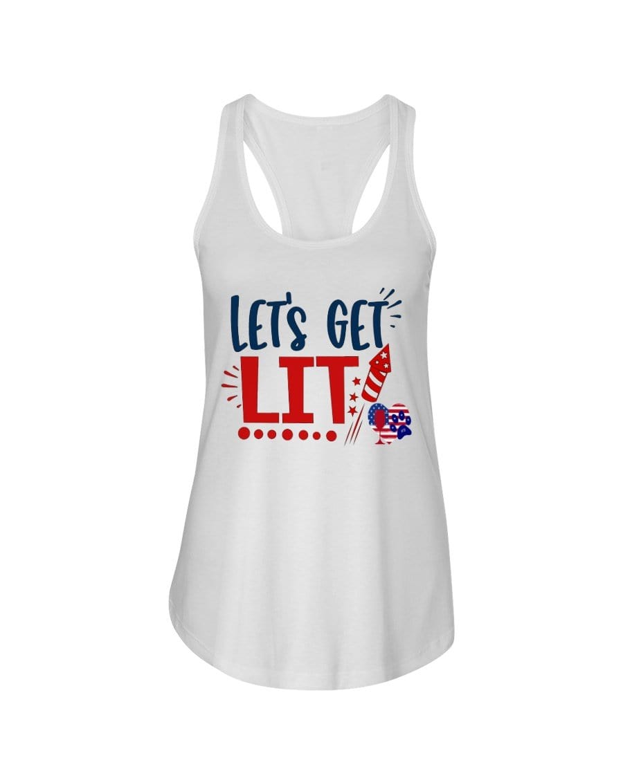 Shirts White / XS Winey Bitches Co "Let Get Lit" Ladies Racerback Tank WineyBitchesCo