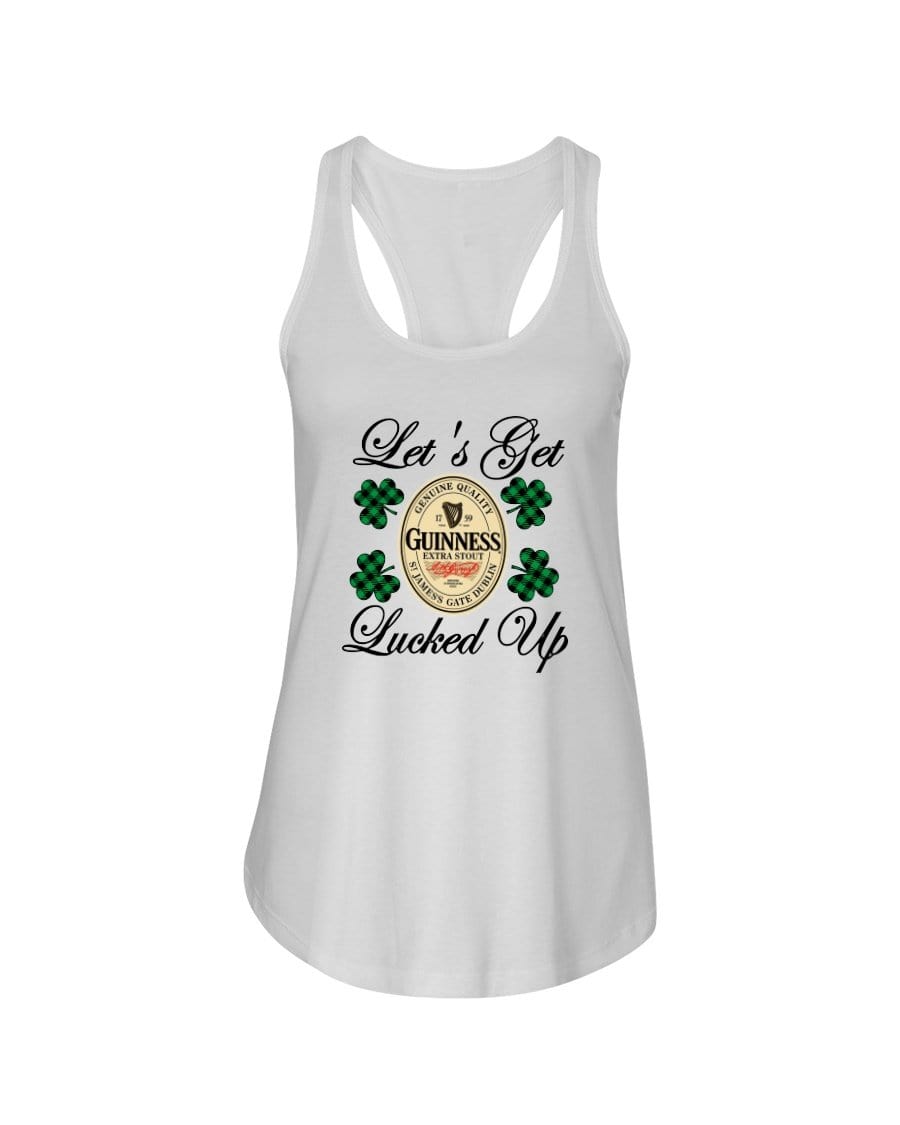 Shirts White / XS Winey Bitches Co "Let's Get Lucked Up" Guinness Ladies Racerback Tank Top* WineyBitchesCo