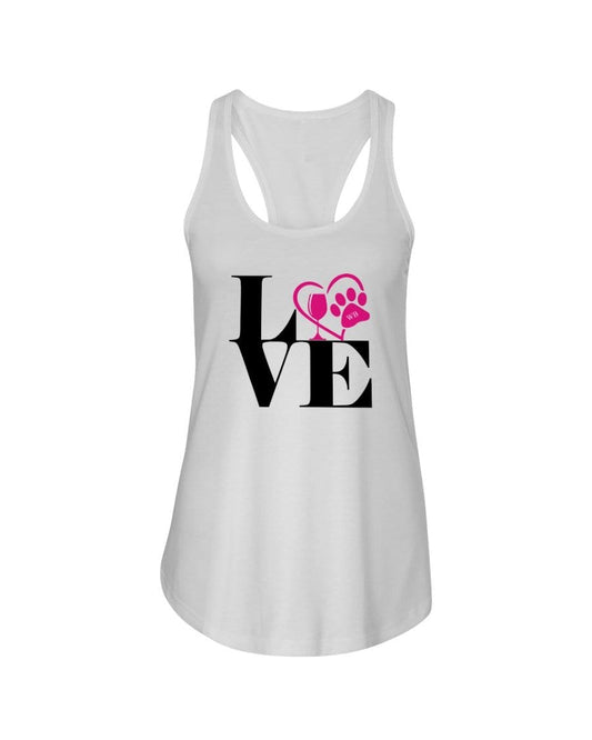 Shirts White / XS Winey Bitches Co "Love Squared" Ladies Racerback Tank Top* WineyBitchesCo