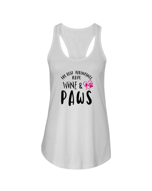 Shirts White / XS Winey Bitches Co"The Best Valentines Have Wine And Paws" Ladies Racerback Tank Top* WineyBitchesCo