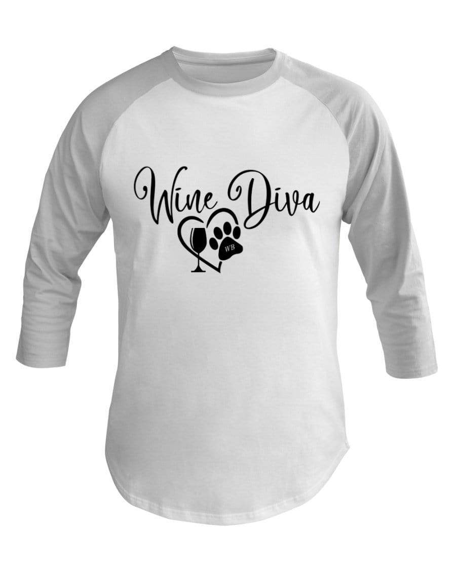 Shirts White / XS Winey Bitches Co "Wine Diva 2" 3/4 Sleeve Raglan Shirt WineyBitchesCo