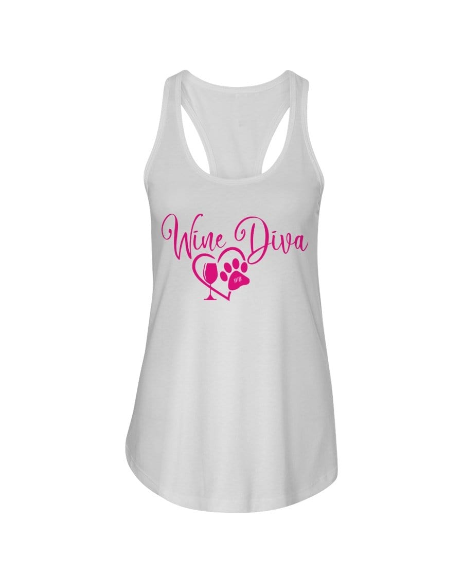 Shirts White / XS Winey Bitches Co "Wine Diva 2" Ladies Racerback Tank WineyBitchesCo