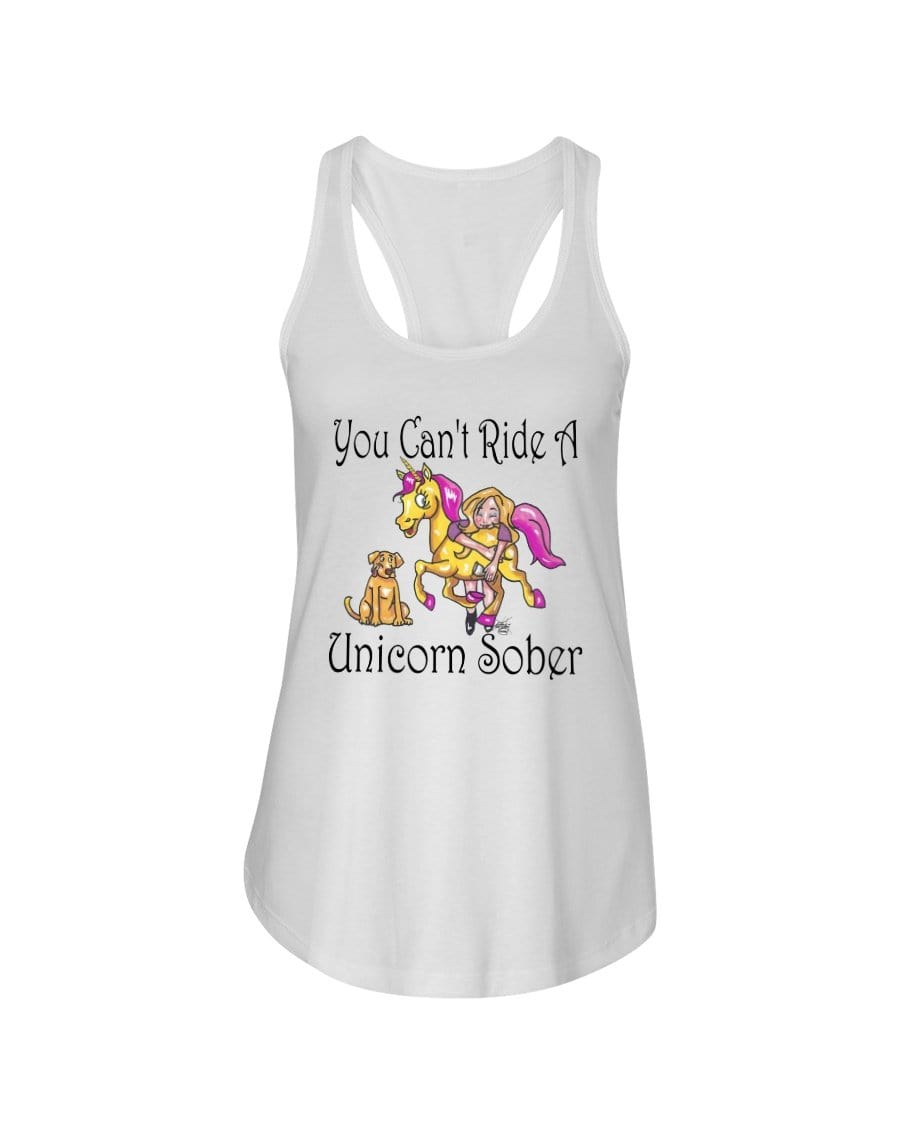 Shirts White / XS Winey Bitches Co"You Can't Ride A Unicorn Sober" Ladies Racerback Tank WineyBitchesCo