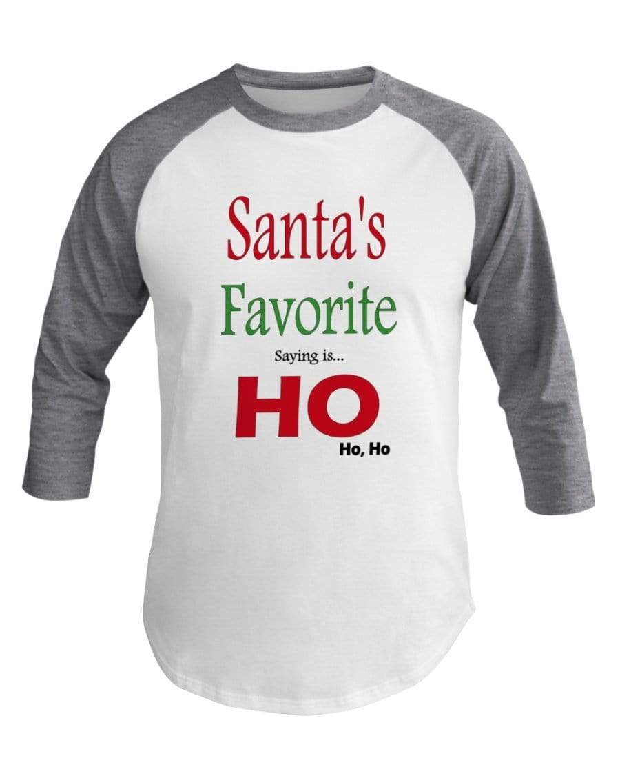 Shirts Wht/Hthr Grey / XS Winey Bitches Co "Santa's Favorite Saying" 3/4 Sleeve Raglan Shirt WineyBitchesCo