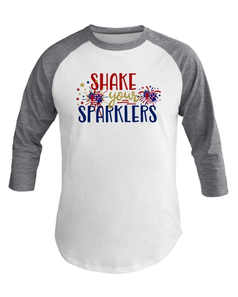 Shirts Wht/Hthr Grey / XS Winey Bitches Co "Shake your Sparklers" 3/4 Sleeve Raglan Shirt WineyBitchesCo