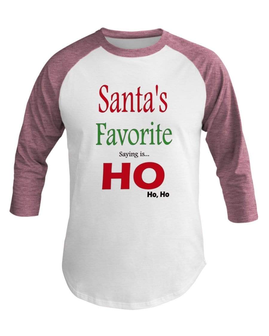 Shirts Wht/Neo Htr Pnk / XS Winey Bitches Co "Santa's Favorite Saying" 3/4 Sleeve Raglan Shirt WineyBitchesCo