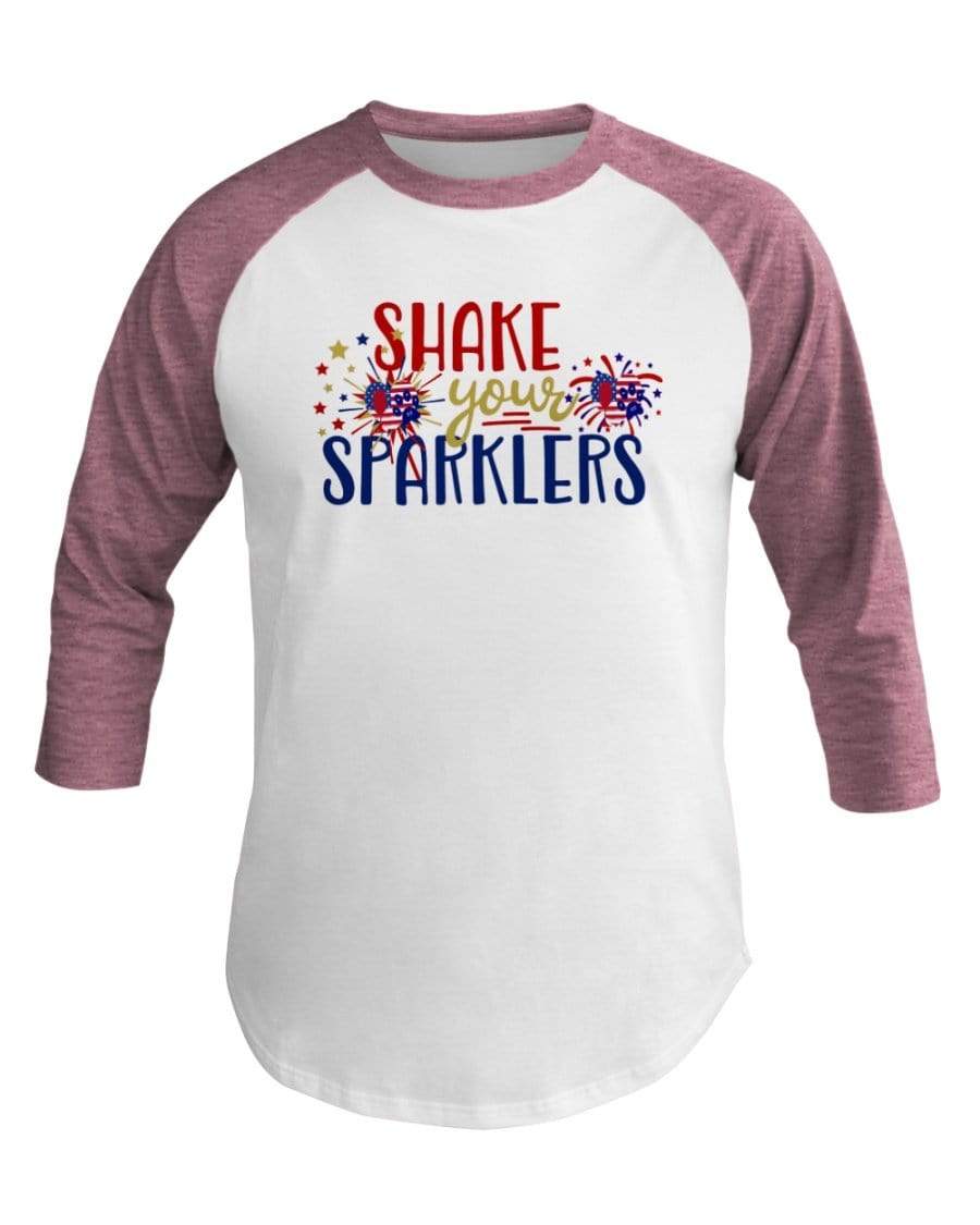 Shirts Wht/Neo Htr Pnk / XS Winey Bitches Co "Shake your Sparklers" 3/4 Sleeve Raglan Shirt WineyBitchesCo