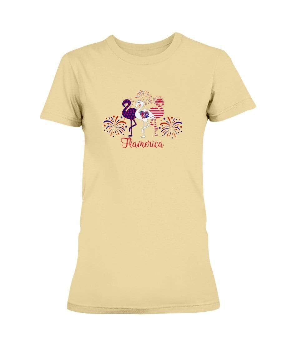 Shirts Yellow Haze / XS Winey Bitches Co "Flamerica" Patriotic Flamingo Ultra Ladies T-Shirt WineyBitchesCo