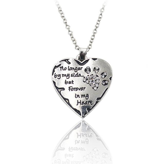 style2 Winey Bitches Co Pet Necklace "no longer by my side, but forever in my heart" paw claw Shape Pendant Necklace WineyBitchesCo