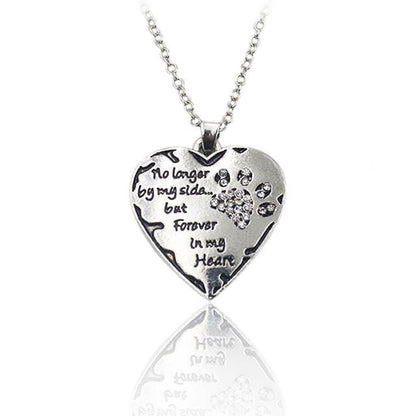 style2 Winey Bitches Co Pet Necklace "no longer by my side, but forever in my heart" paw claw Shape Pendant Necklace WineyBitchesCo