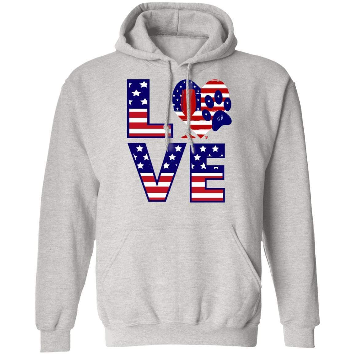 Sweatshirts Ash / S Winey Bitches Co "American Love Paw" Pullover Hoodie 8 oz. WineyBitchesCo