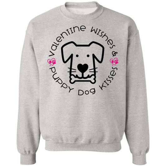 Sweatshirts Ash / S Winey Bitches Co Crewneck 'Valentine Wishes and Puppy Dog Kisses" (Dog) Pullover Sweatshirt  8 oz. WineyBitchesCo