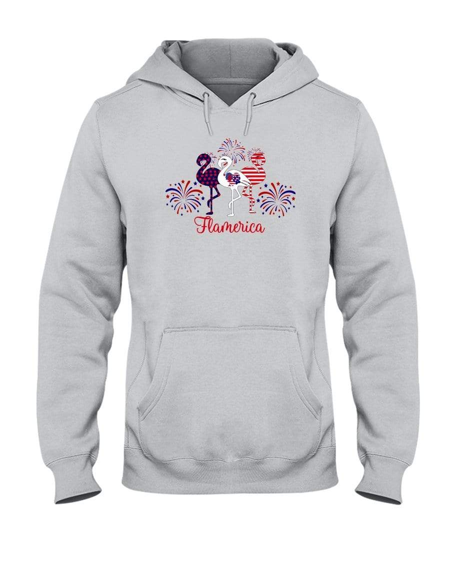 Sweatshirts Ash / S Winey Bitches Co "Flamerica" Patriotic Flamingo 50/50 Hoodie WineyBitchesCo